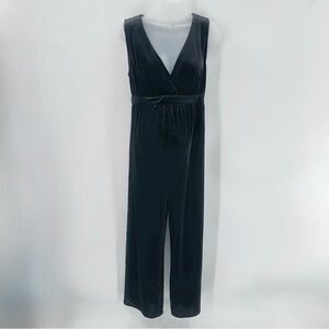 INGRID & ISABEL Black Velvet Maternity Jumpsuit Womens XS Sleeveless Wid…